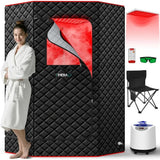 Load image into Gallery viewer, XL Portable Infrared Sauna Box with Red Light Therapy Lamp 660nm 850nm Full Body Steam Tent 3L 1200W Steamer 15 Heat Levels